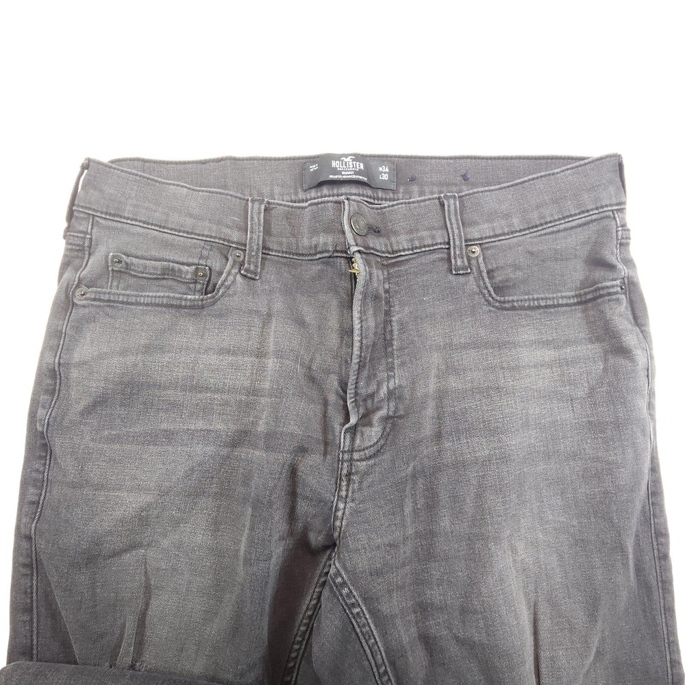 Hollister Skinny Jeans Mens 34x30 Charcoal Advanced Stretch Distressed